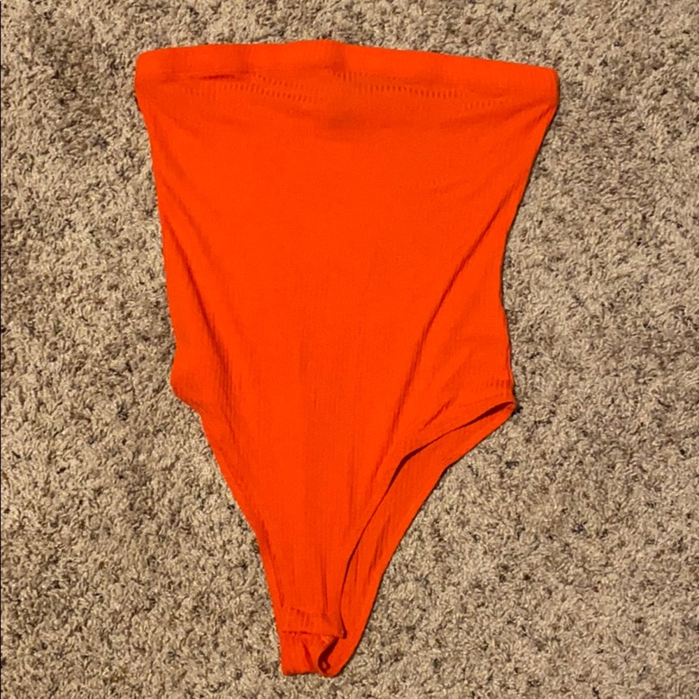 Strapless orange top